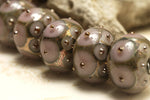 10602821 - Six Lavender Pink w/Metal Dots Rondelle Beads