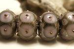10602821 - Six Lavender Pink w/Metal Dots Rondelle Beads