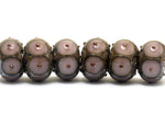 10602821 - Six Lavender Pink w/Metal Dots Rondelle Beads