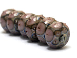 10602821 - Six Lavender Pink w/Metal Dots Rondelle Beads