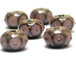10602821 - Six Lavender Pink w/Metal Dots Rondelle Beads