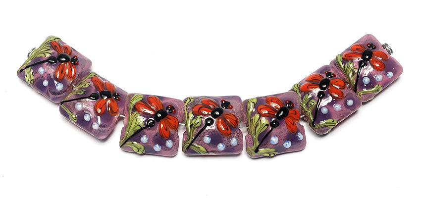 10603104 - Seven Red Dragonfly/Violet Garden Pillow Beads