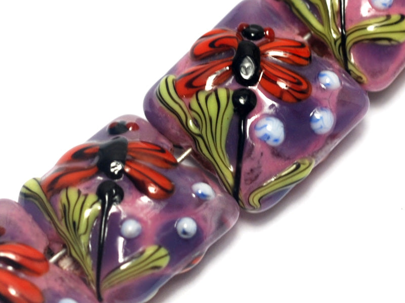 10603104 - Seven Red Dragonfly/Violet Garden Pillow Beads