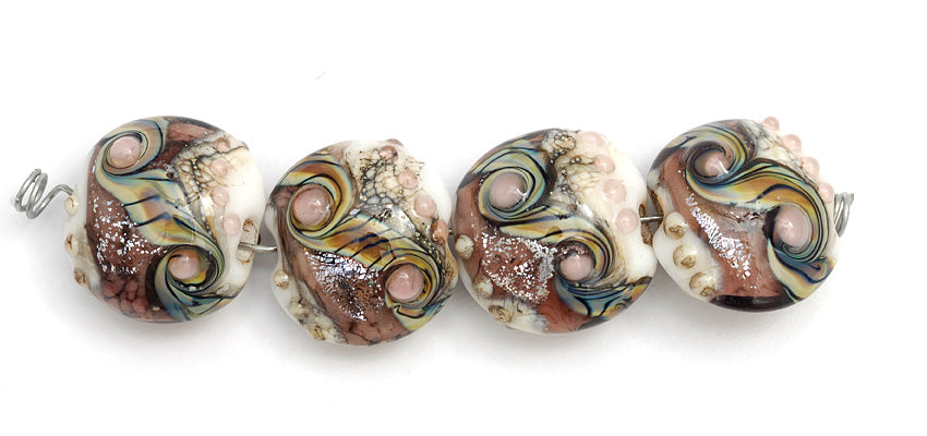 10603512 - Four Blushing Pink Stardust Lentil Beads