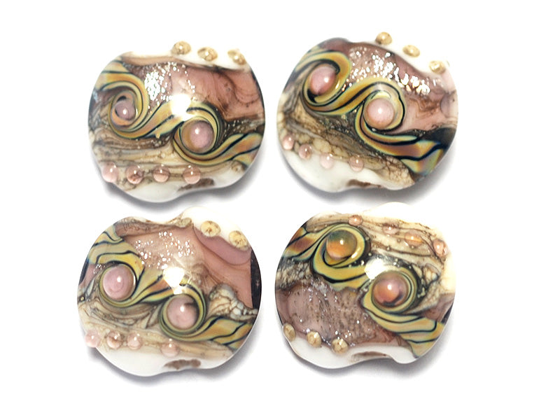 10603512 - Four Blushing Pink Stardust Lentil Beads