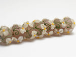 10603701 - Seven Four Pink Floral on Frosted Glass Rondelle Beads