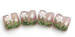10603714 - Four Pink/White Frosted Glass Pillow Beads