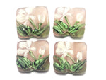 10603714 - Four Pink/White Frosted Glass Pillow Beads