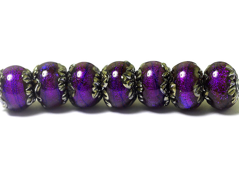 10604001 - Seven Violet Shimmer Rondelle Beads