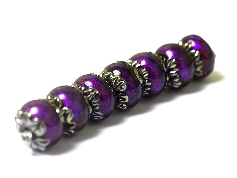 10604001 - Seven Violet Shimmer Rondelle Beads
