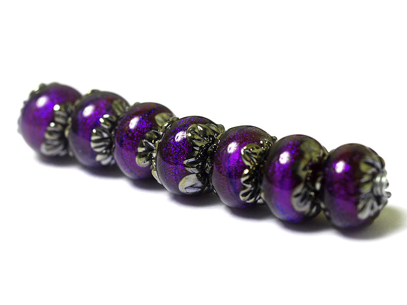 10604001 - Seven Violet Shimmer Rondelle Beads