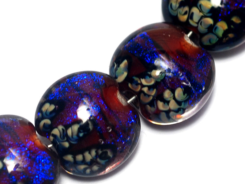 10604012 - Four Violet Shimmer Lentil Beads