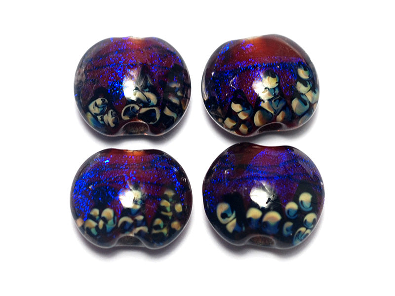 10604012 - Four Violet Shimmer Lentil Beads