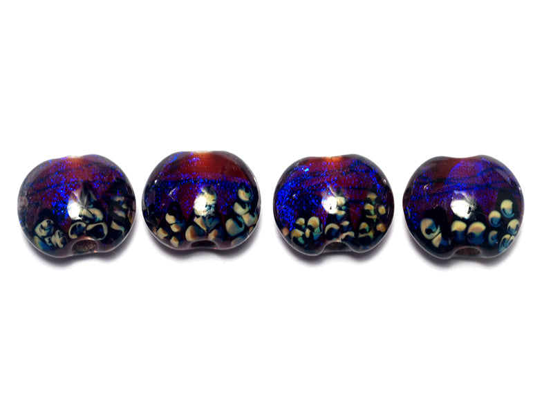 10604012 - Four Violet Shimmer Lentil Beads