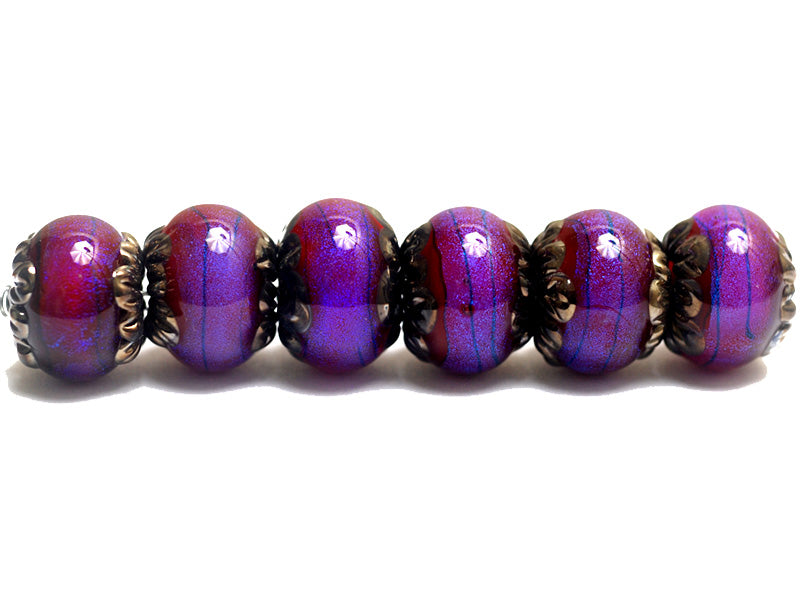 10604021 - Six Violet Shimmer Rondelle Beads