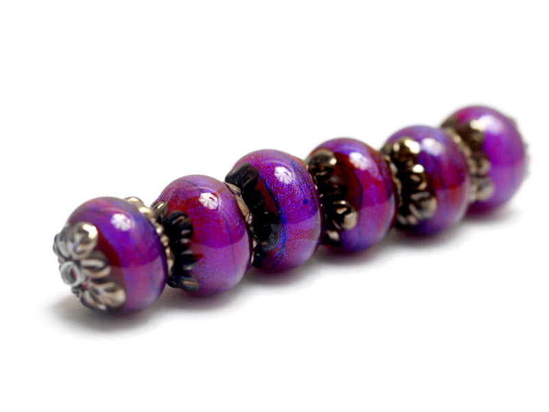 10604021 - Six Violet Shimmer Rondelle Beads