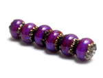 10604021 - Six Violet Shimmer Rondelle Beads