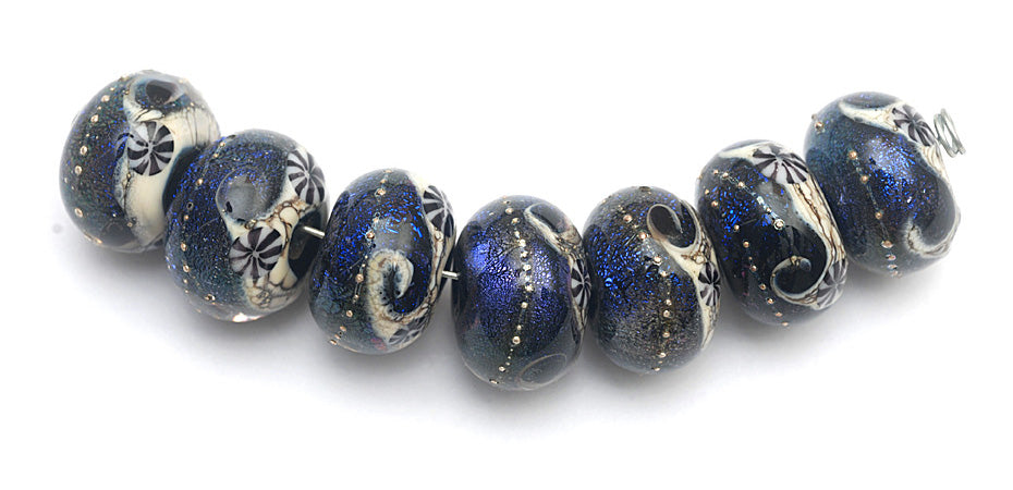 10604101 - Seven Indigo Night Celestial Rondelle Beads