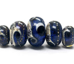 10604111 - Five Graduated Indigo Night Celestial Rondelle Beads
