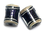 10604303 - Six Indigo Jewel Ridge Mini Kalera Beads