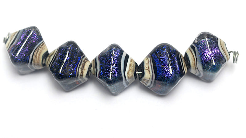 10604307 - Five Indigo Jewel Ridge Crystal  Shaped Beads