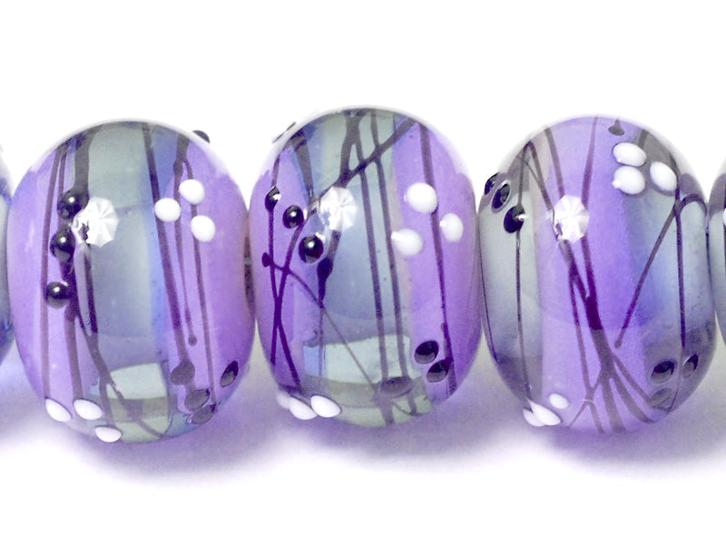 10604821 - Six Lilac Tea Party Rondelle Beads