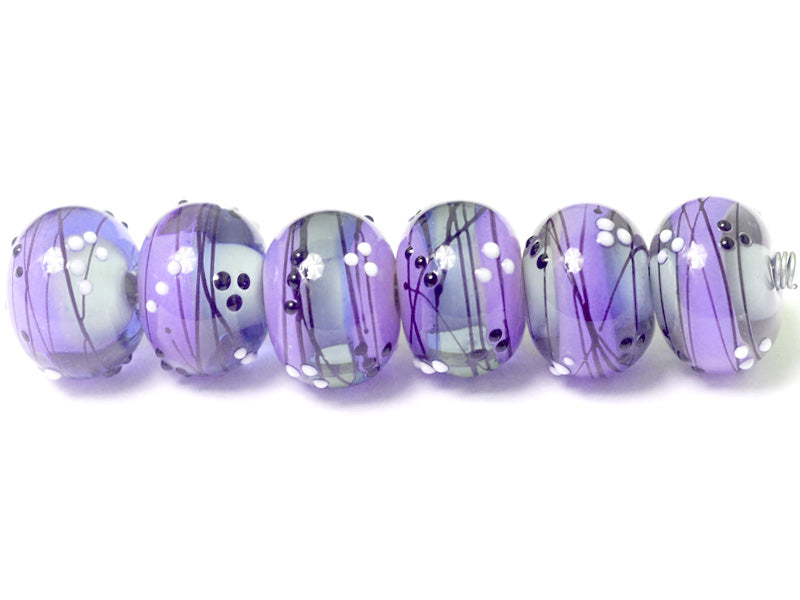10604821 - Six Lilac Tea Party Rondelle Beads