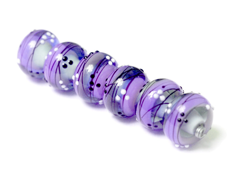 10604821 - Six Lilac Tea Party Rondelle Beads