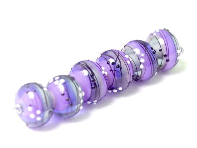 10604821 - Six Lilac Tea Party Rondelle Beads