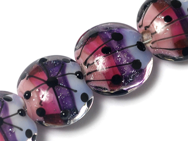 10605012 - Four Purple Rainbow Lentil Beads