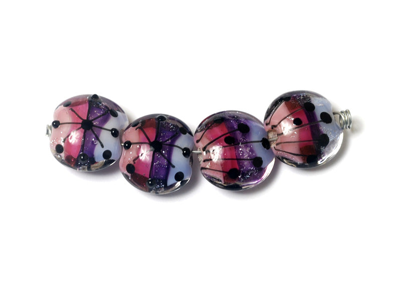10605012 - Four Purple Rainbow Lentil Beads
