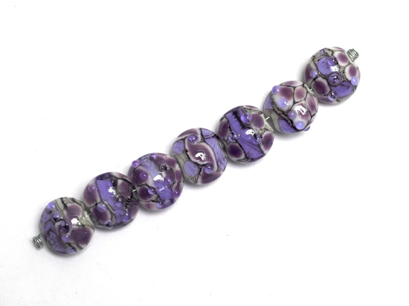 10605202 - Seven Lavender Rock River Lentil Beads