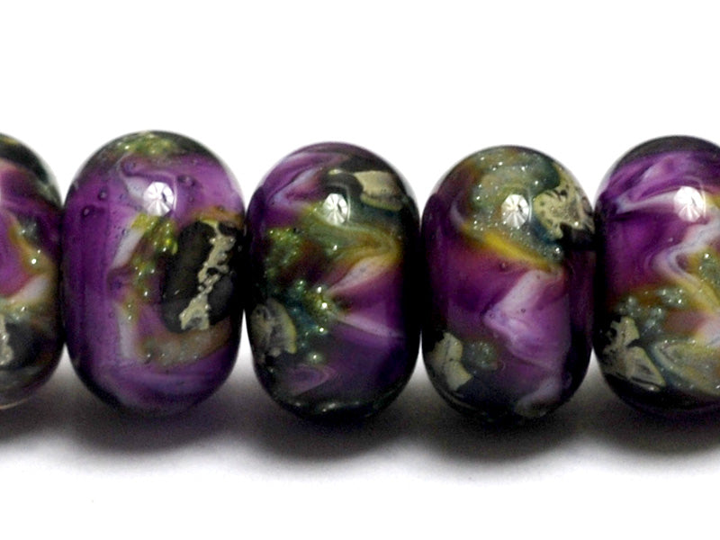 10605401 - Seven Purple Meadow Rondelle Beads