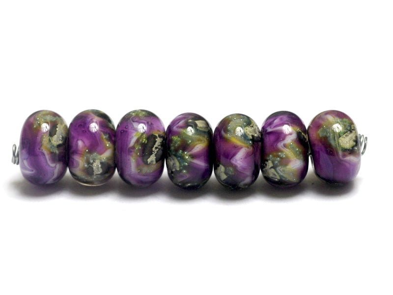 10605401 - Seven Purple Meadow Rondelle Beads