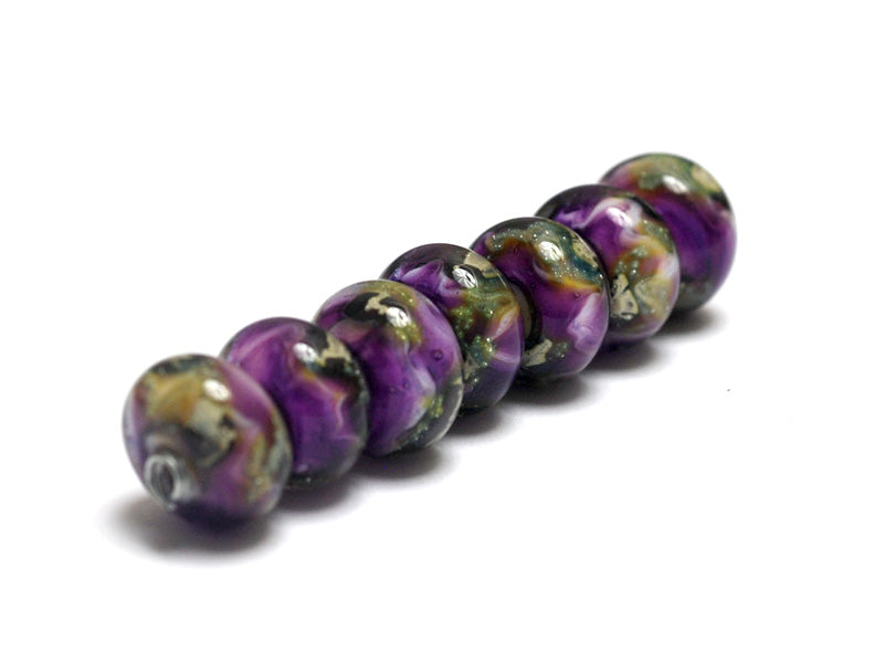 10605401 - Seven Purple Meadow Rondelle Beads