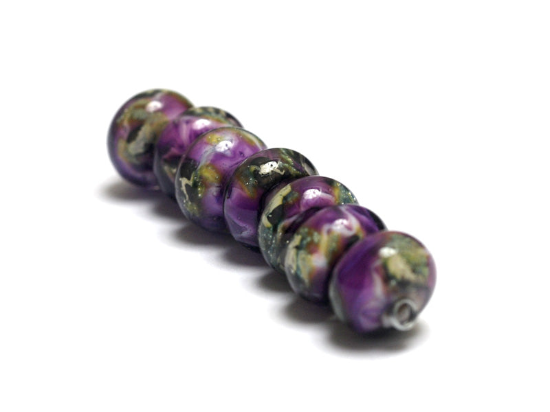 10605401 - Seven Purple Meadow Rondelle Beads