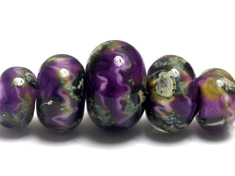 10605411 - Five Purple Meadow Graduated Rondelle Beads