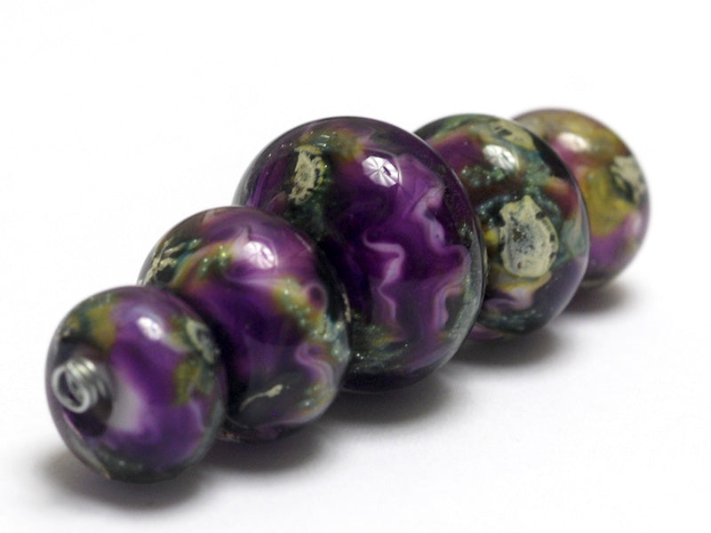 10605411 - Five Purple Meadow Graduated Rondelle Beads