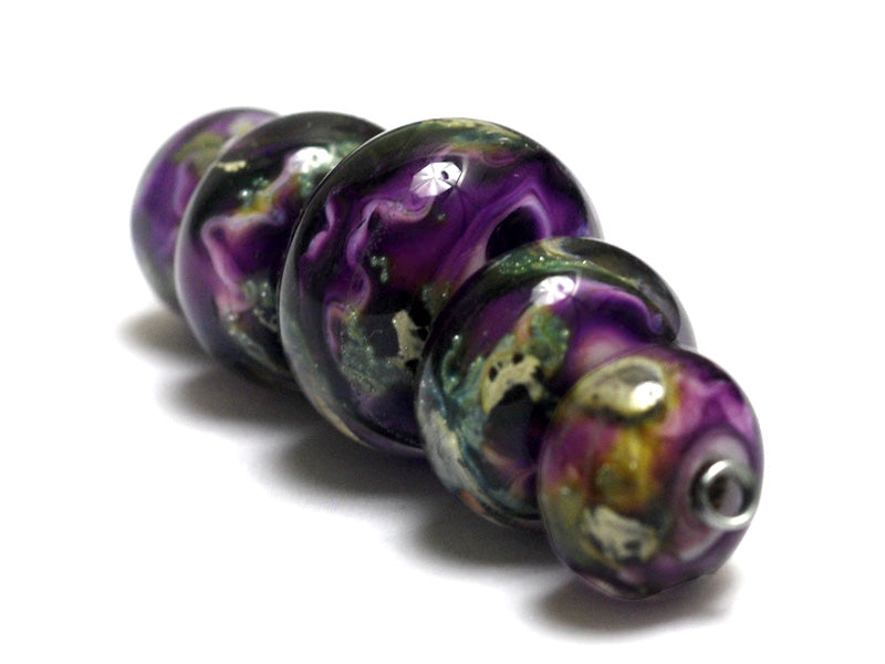 10605411 - Five Purple Meadow Graduated Rondelle Beads