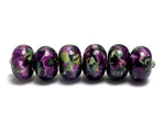 10605421 - Six Purple Meadow Rondelle Beads