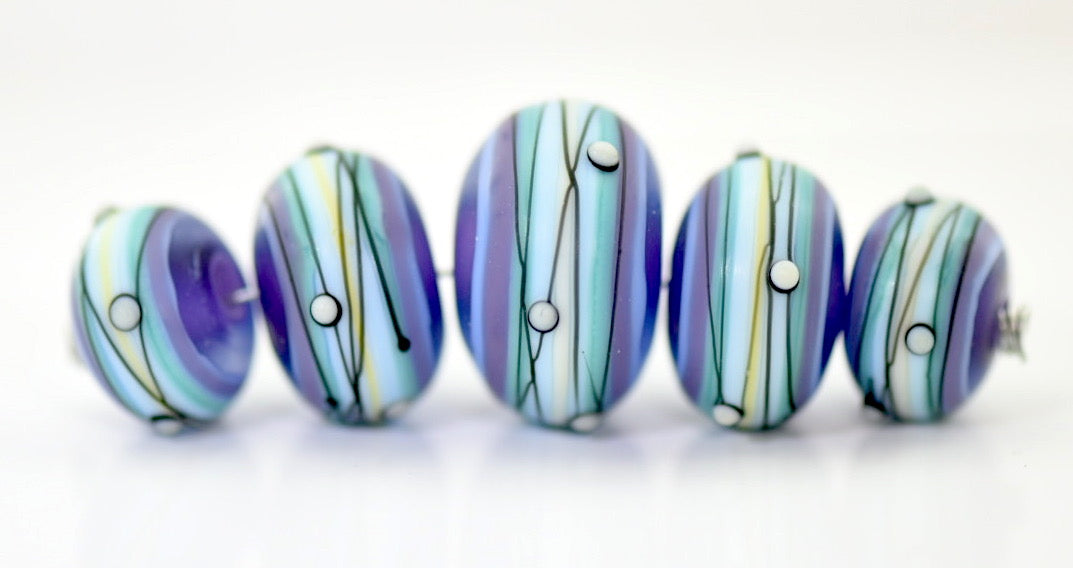 Blue Grace Lampwork Beads