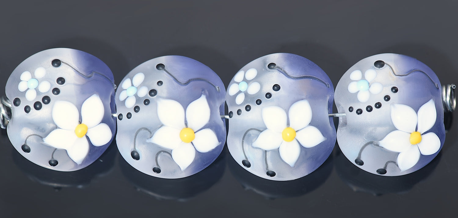 10605912 - Four Lavender Dew Lentil Beads