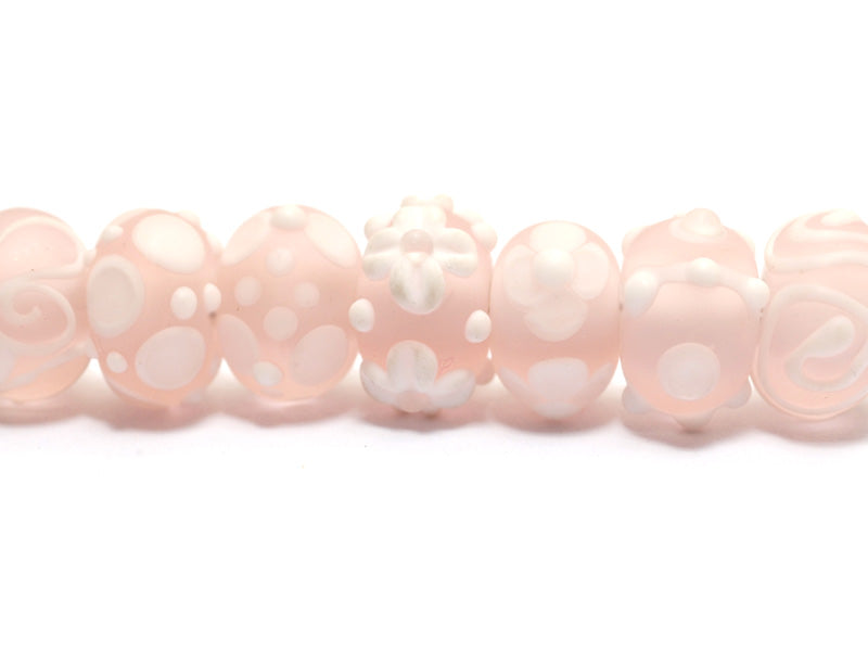 10702401 - Seven Matt Finished Pink w/White Rondelle Beads