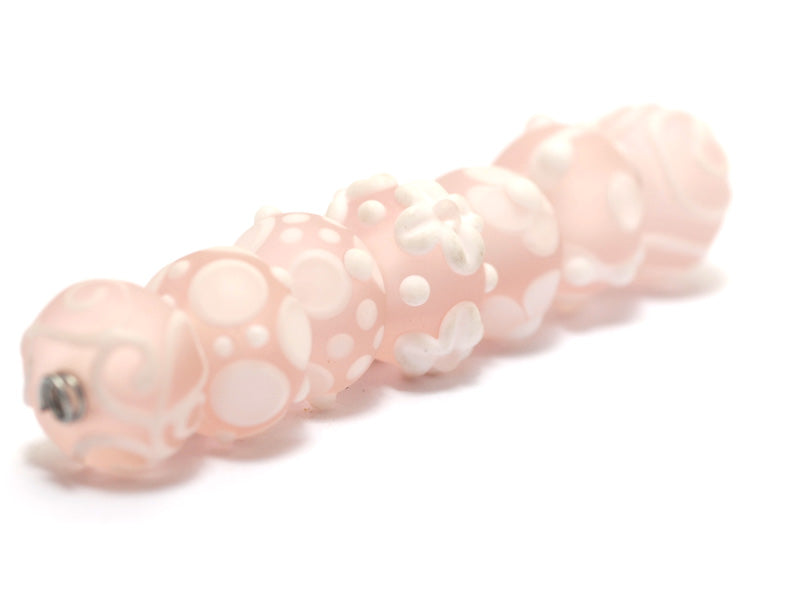 10702401 - Seven Matt Finished Pink w/White Rondelle Beads