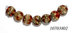 10703802 - Seven Transparent Red w/Silver Foil Lentil Beads