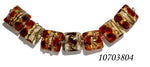10703804 - Seven Transparent Red w/Silver Foil Pillow Beads