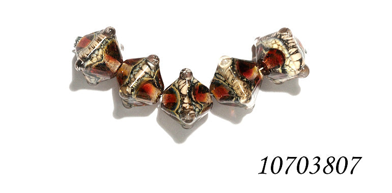 10703807 - Five Transparent Red w/Silver Foil Crystal Beads