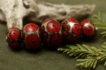 10703901 - Five Graduated Red w/Black Dots Rondelle Beads