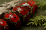 10703901 - Five Graduated Red w/Black Dots Rondelle Beads