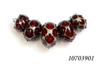 10703901 - Five Graduated Red w/Black Dots Rondelle Beads